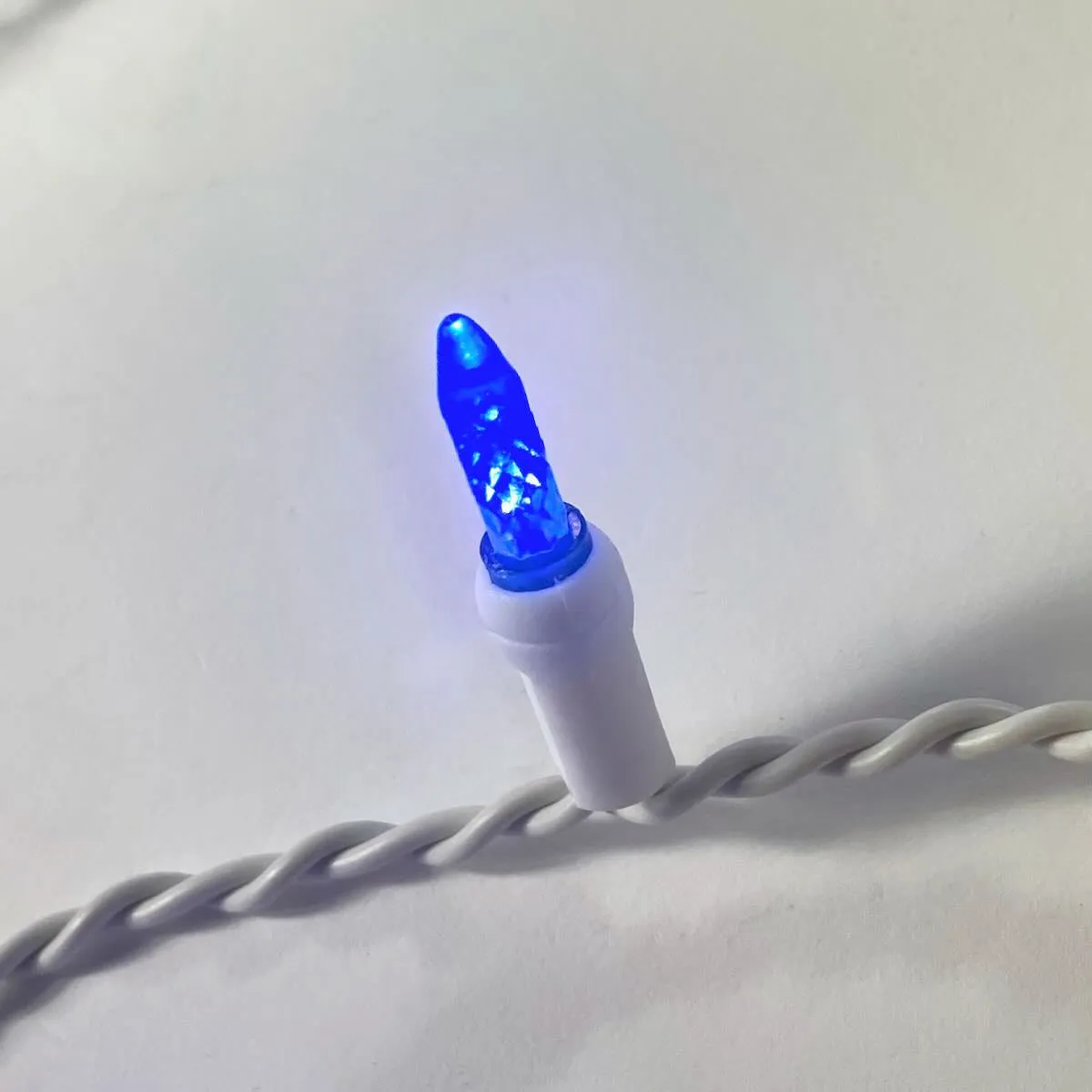 100-light M5 Blue LED Icicle Lights, White Wire