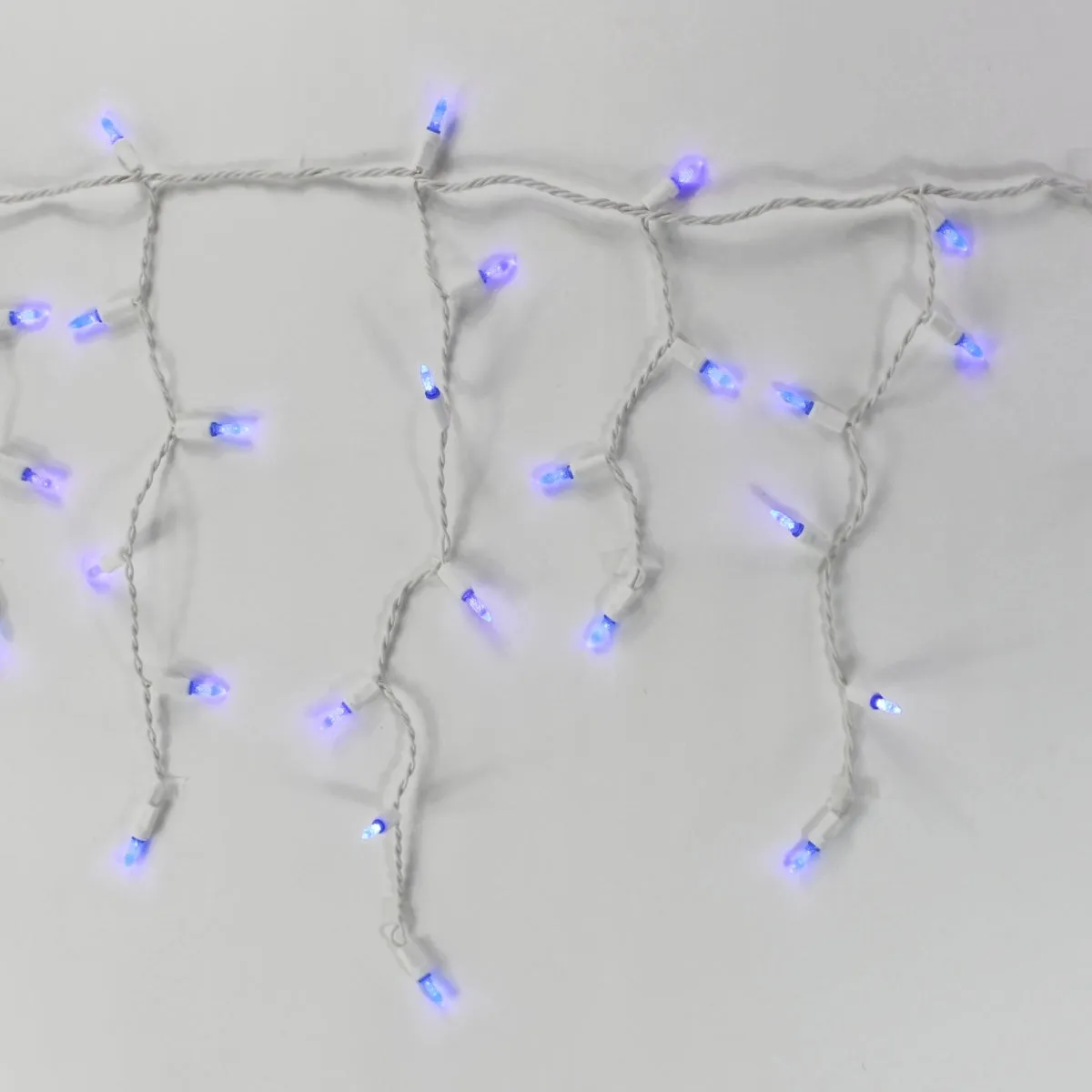 100-light M5 Blue LED Icicle Lights, White Wire