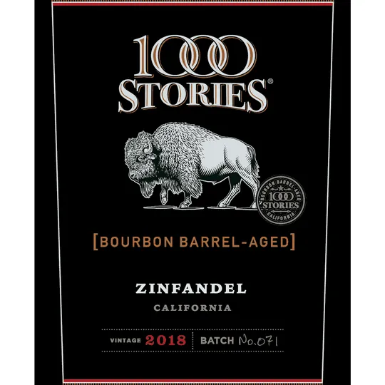 1000 Stories Zinfandel Red Wine, California, 15.5% ABV, 750ml Glass Bottle, 5-150ml Servings