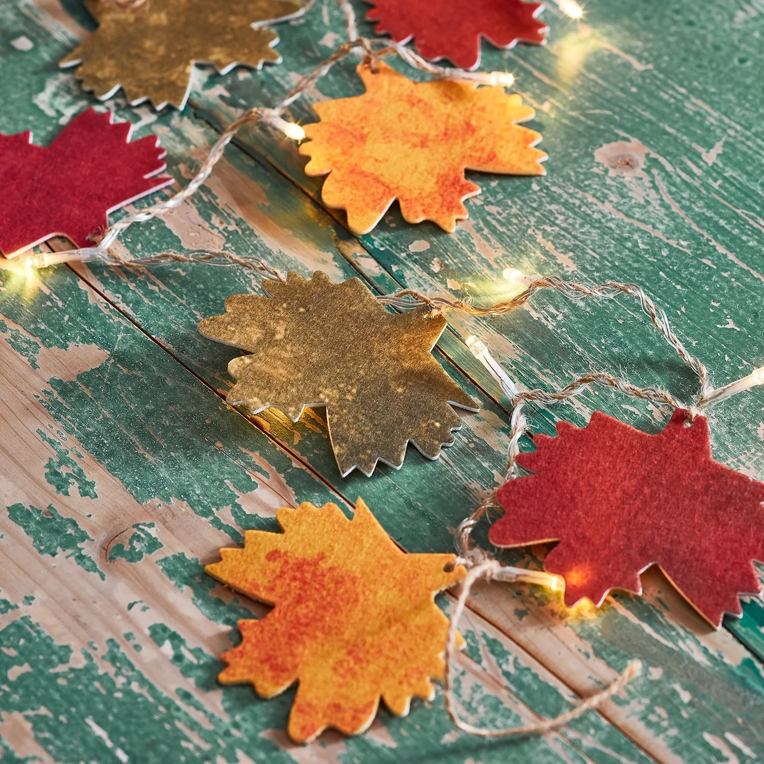 12 Felt Autumn Leaf Fairy Lights