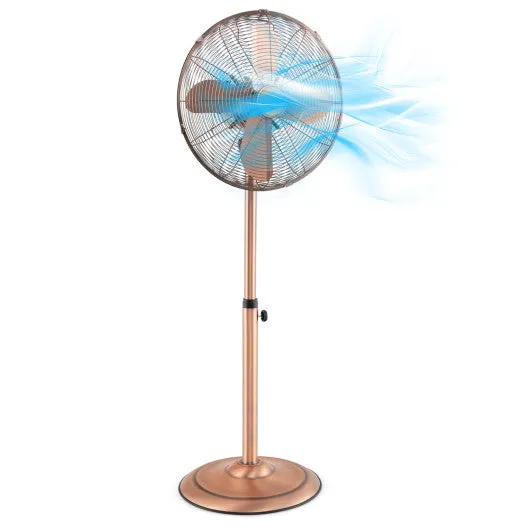 16 Inch Pedestal Standing Fan Oscillating Pedestal Fan with 3 Speeds and Adjustable Height-Copper