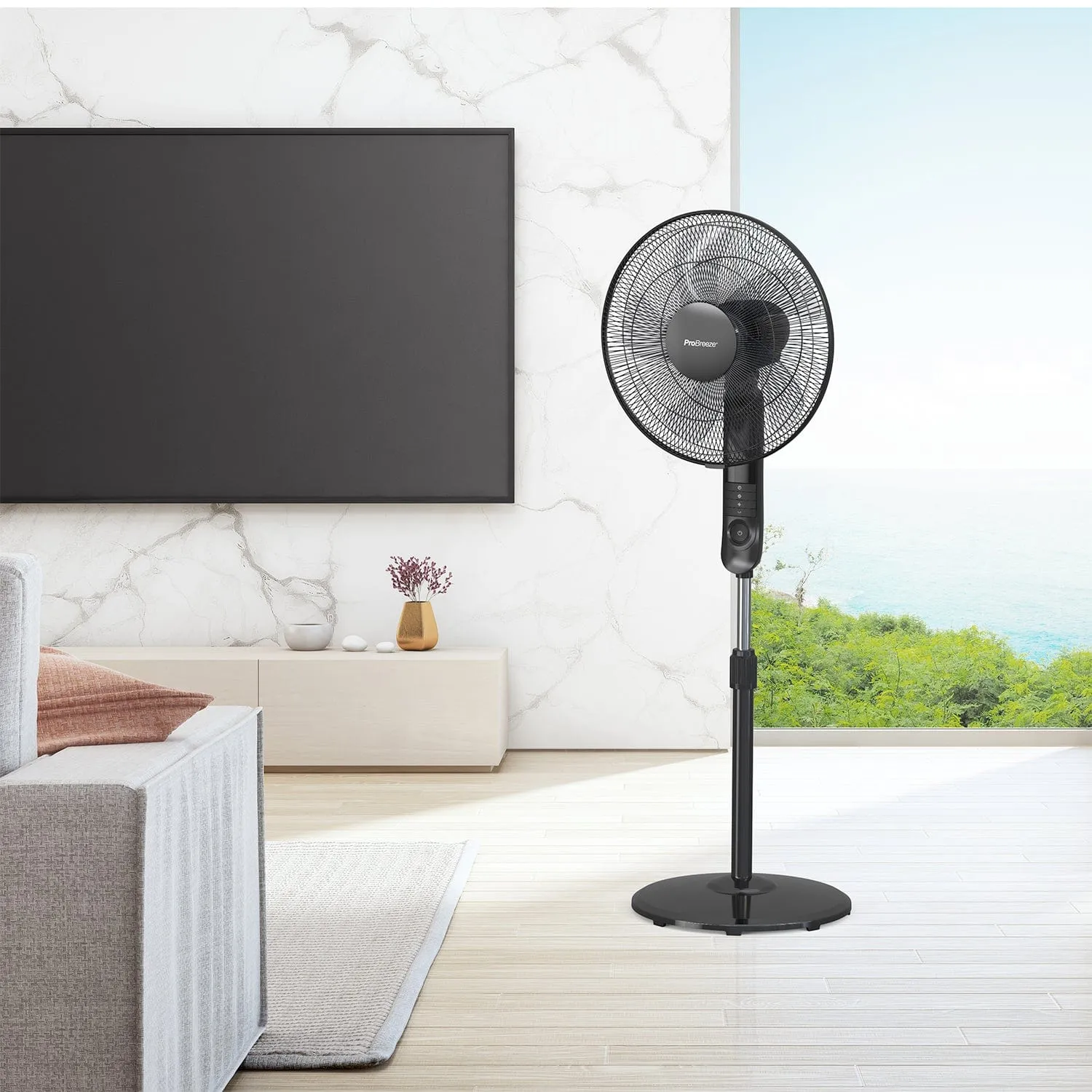 16" Pedestal Fan with 4 Fan Modes and Remote Control - Black