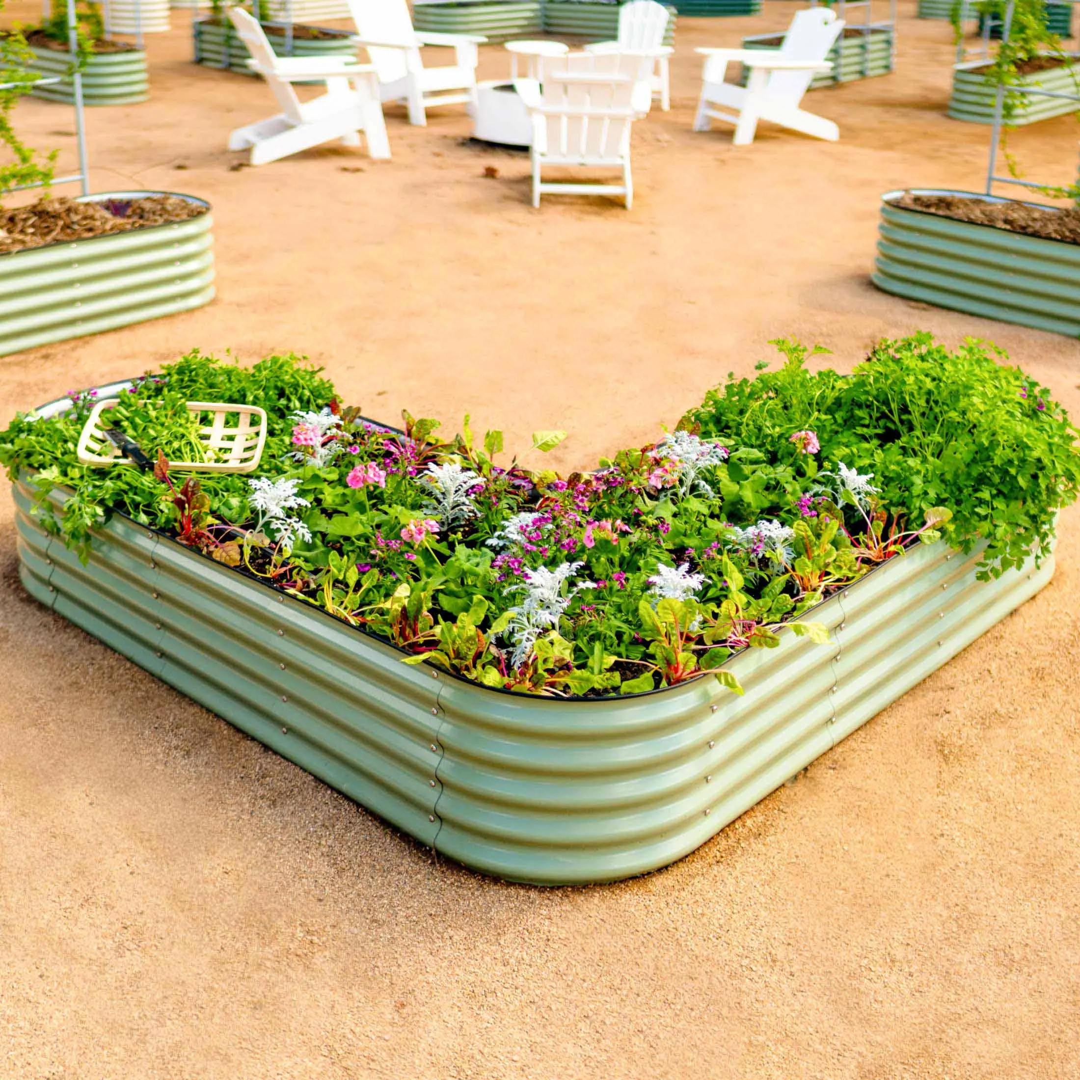 17" Tall L-Shaped Raised Garden Bed Kit - Large Size