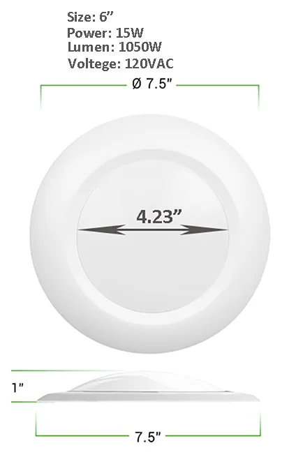 (20 Pack SALE) High Output 6 Inch Surface Mount Down Light Kit 3CCT 15w 1,650 Lumen (3000K, 4000K, 5000K) Dimmable