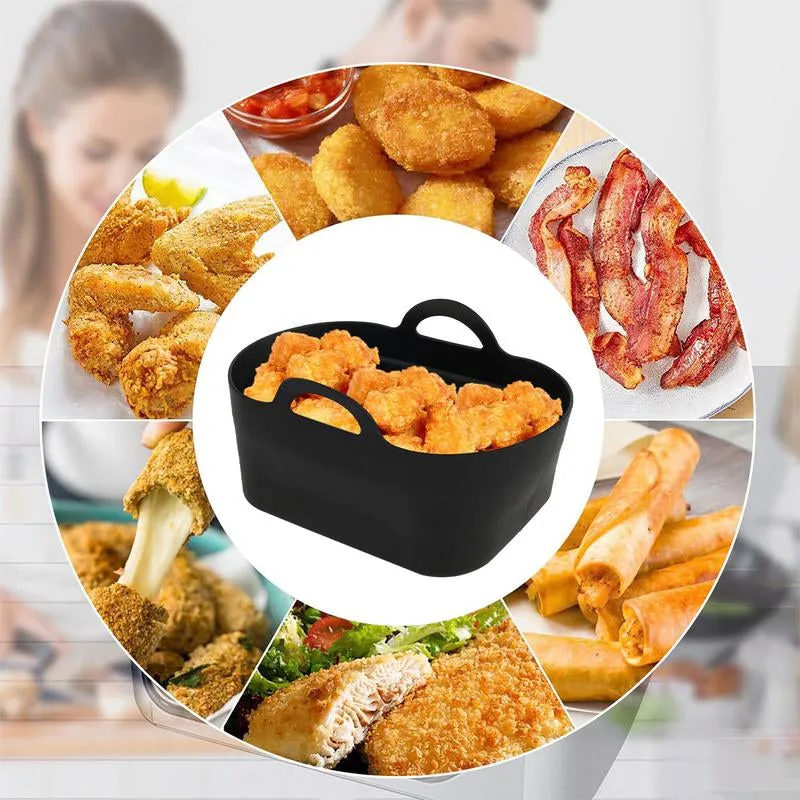 2Pcs Air Fryer Silicone Pot Reusable Air Fryer Liner Basket No-Stick Pan Heat Resistant Baking Tray Air Fryer Accessories for 8QT Air Fryer Oven