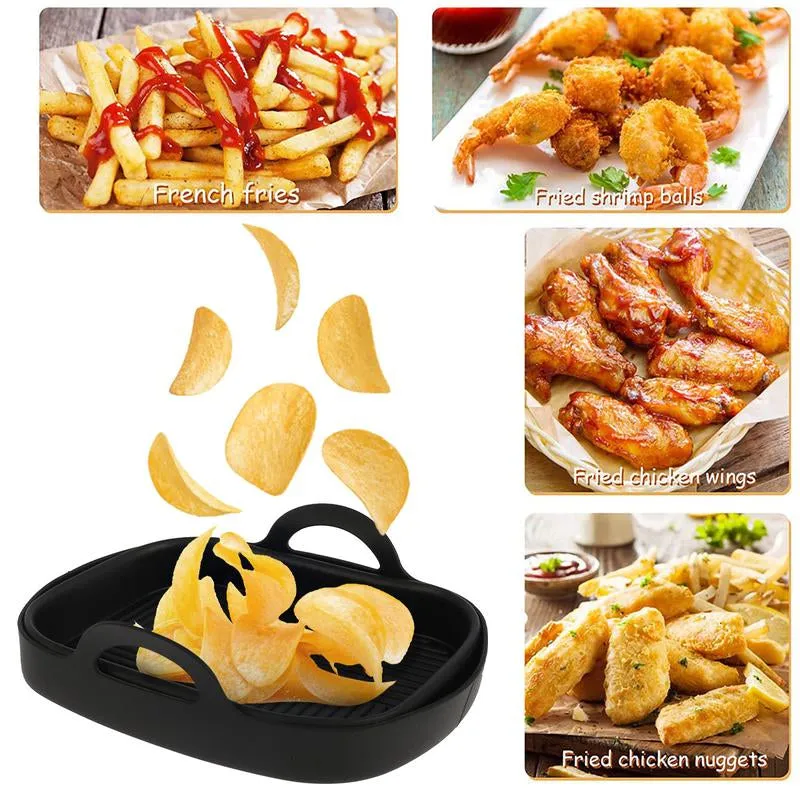 2Pcs Air Fryer Silicone Pot Reusable Air Fryer Liner Basket No-Stick Pan Heat Resistant Baking Tray Air Fryer Accessories for 8QT Air Fryer Oven