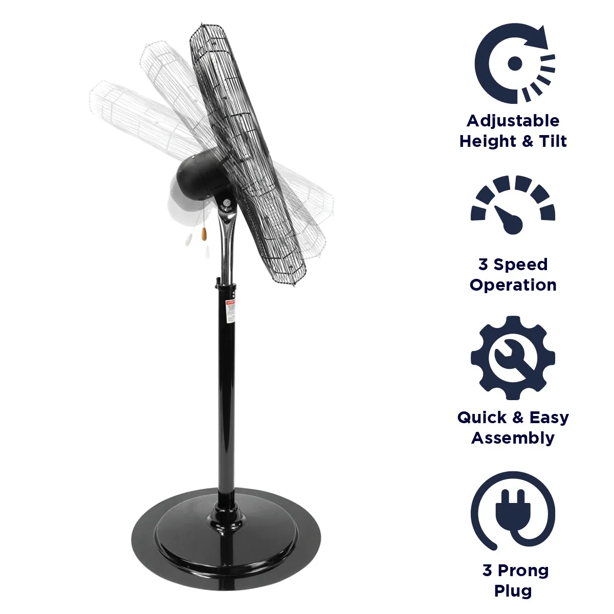 30 In. 3-Speed Adjustable Height Pedestal Fan