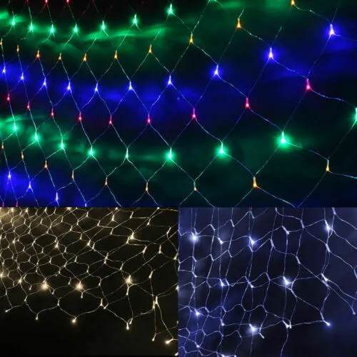 320LED Fairy Lights Net Mesh Curtain Wedding Party XMAS Tree Decor Multi Colour