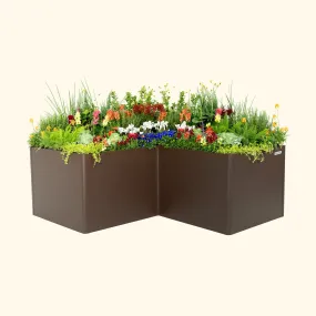 32" Extra Tall Modern L Shape Metal Raised Garden Bed