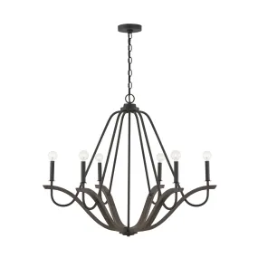 36" CLIVE 6-LIGHT CHANDELIER, CARBON GREY AND BLACK IRON