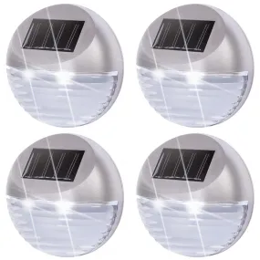 4 x Solar LED Fence Lights Silver