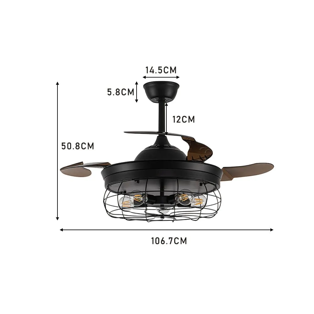 42 Inch Caged Style Ceiling Fan with Light 3 ABS Fan Blades