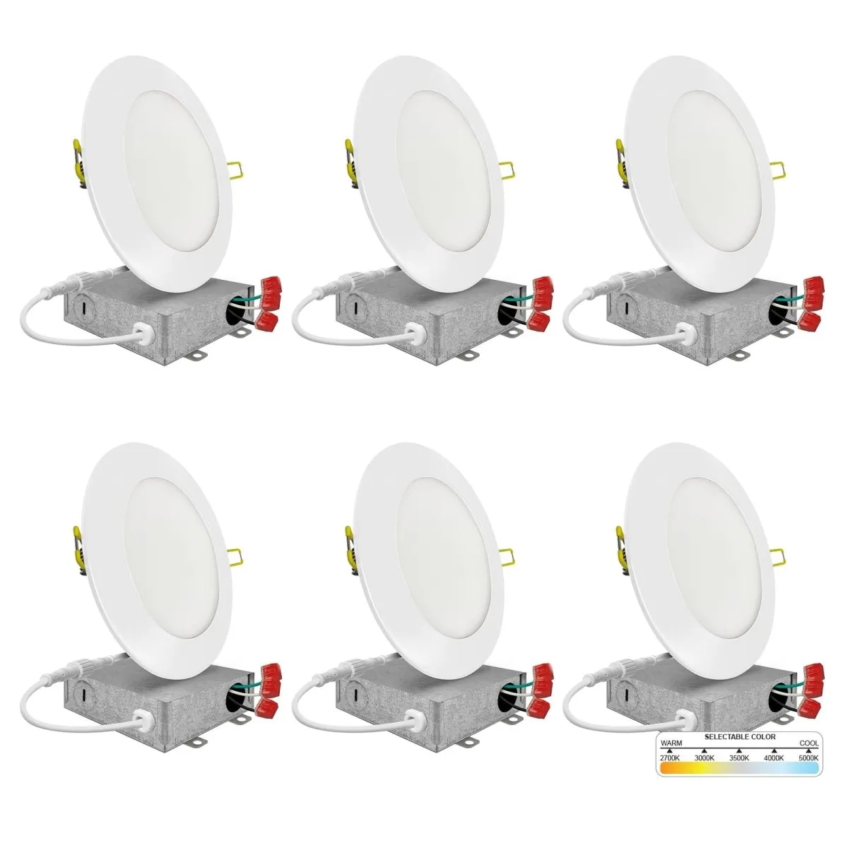 4" Inch Low Voltage Recessed Lighting 12V Canless LED Ceiling Lights - Wet Rated - 5CCT 2700K-5000K - 600LM