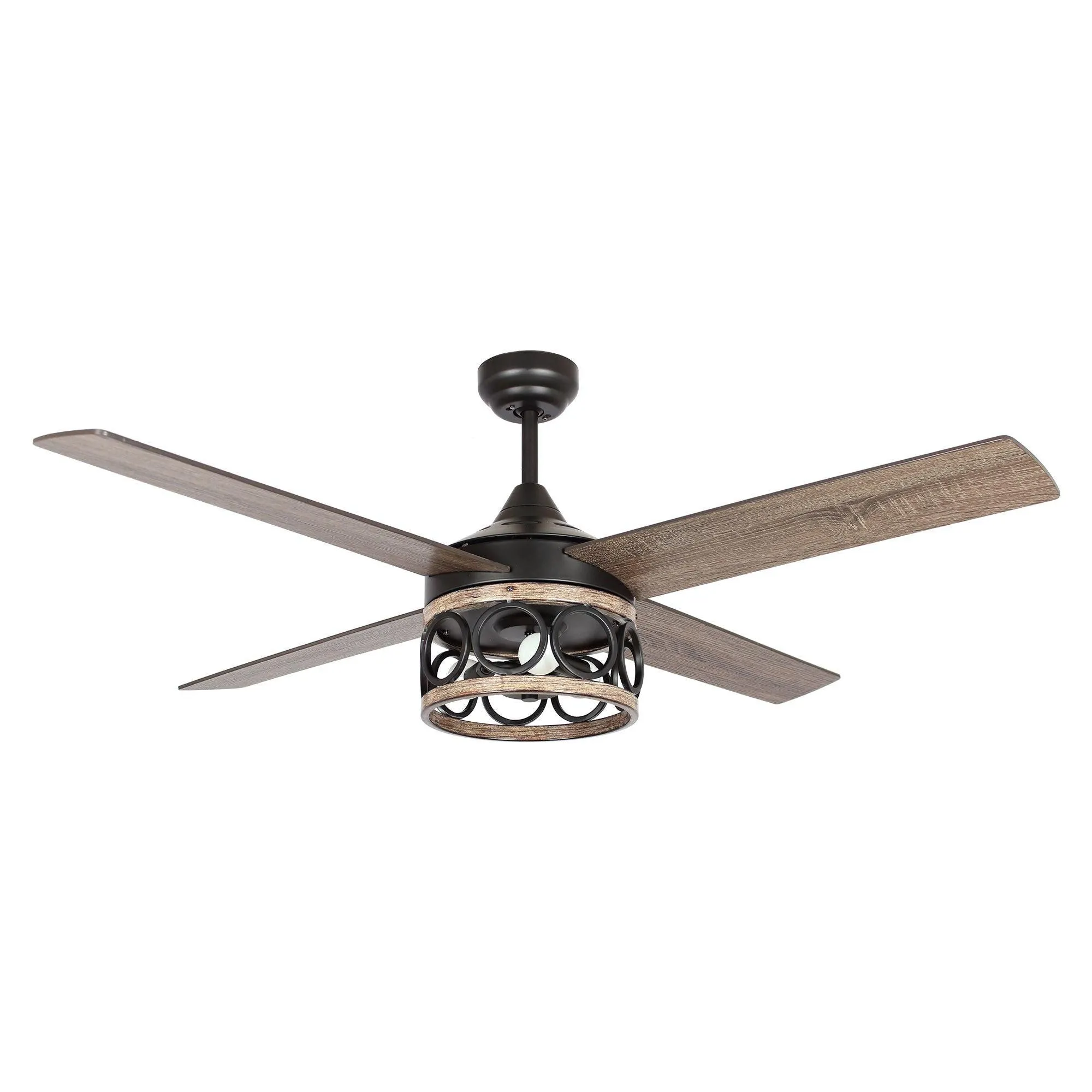 52" Kashmir Farmhouse Downrod Mount Reversible Ceiling Fan with Lighting and Remote Control