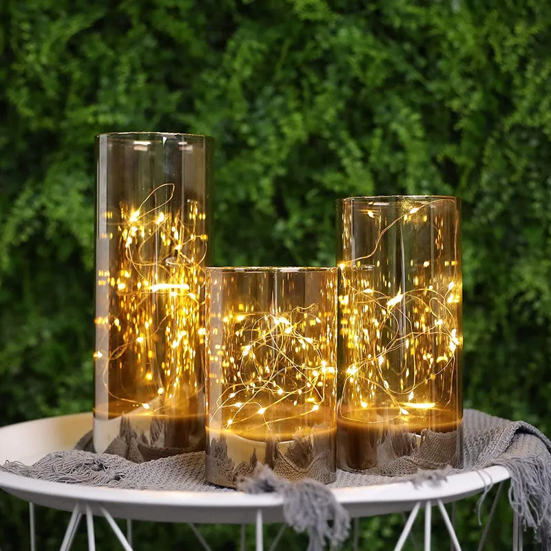 6/8/10inch High Battery Glass Decorative Lights（Set of 3）