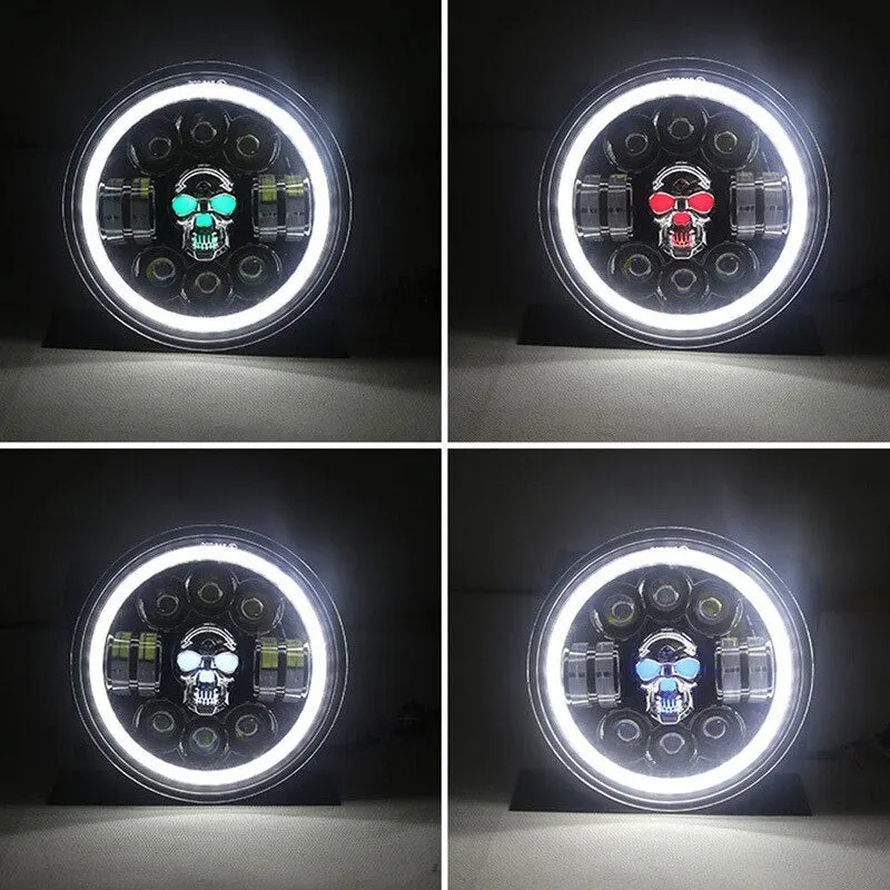 7 Inch Skull LED Headlights - Headlamp Waterproof for Motorcycle/SUV