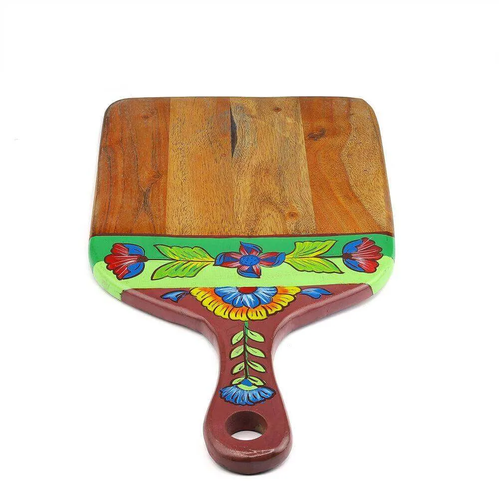 Acacia Wood Hand Painting Chopping Board with Handle