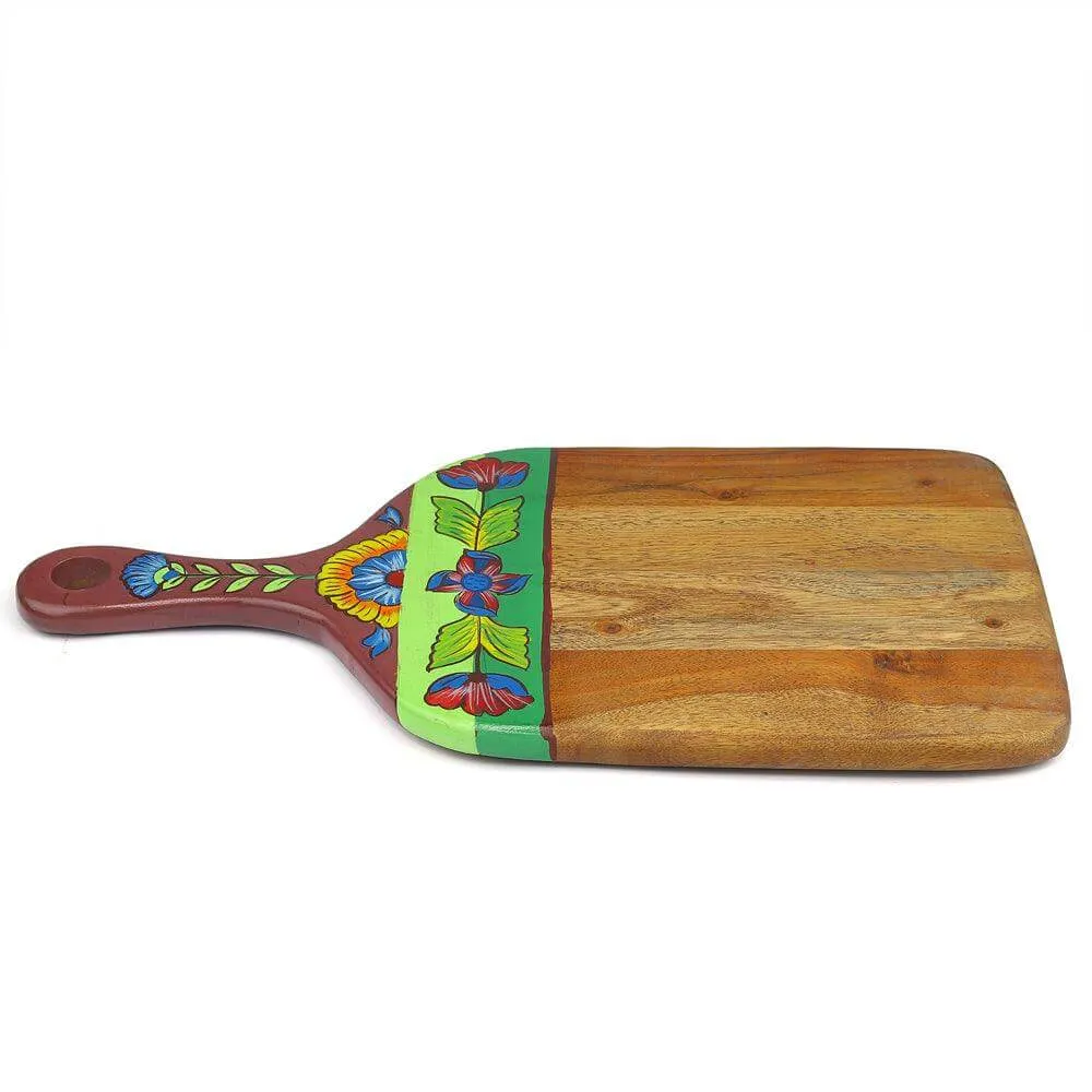 Acacia Wood Hand Painting Chopping Board with Handle