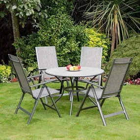 Adrano Round Garden Table & 4 Chairs Set