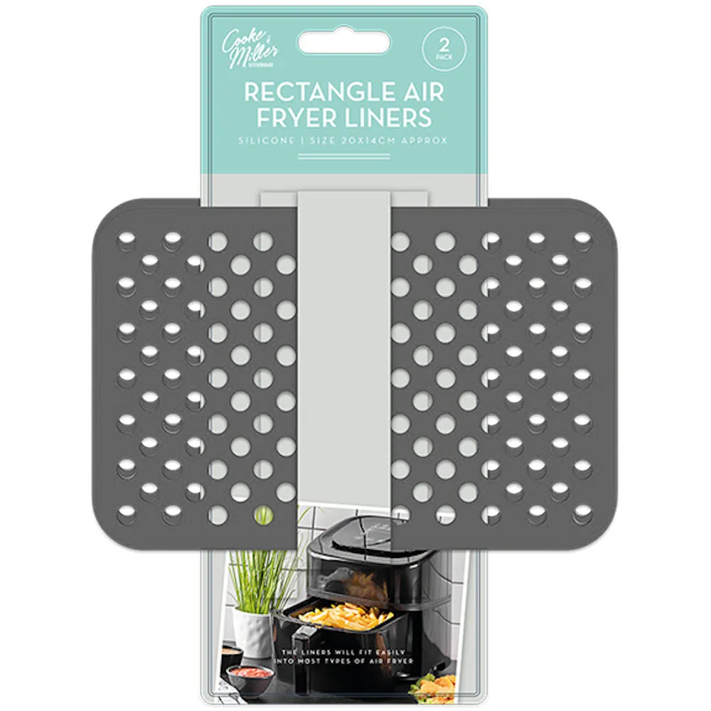 Air Fryer Rectangle Silicone Liners - 20cm Non-Stick Cooking Mats Reusable Basket Liners