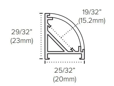 American Lighting PE-RADXL Premium Extrusion Radius Surface Mount 1M/2M