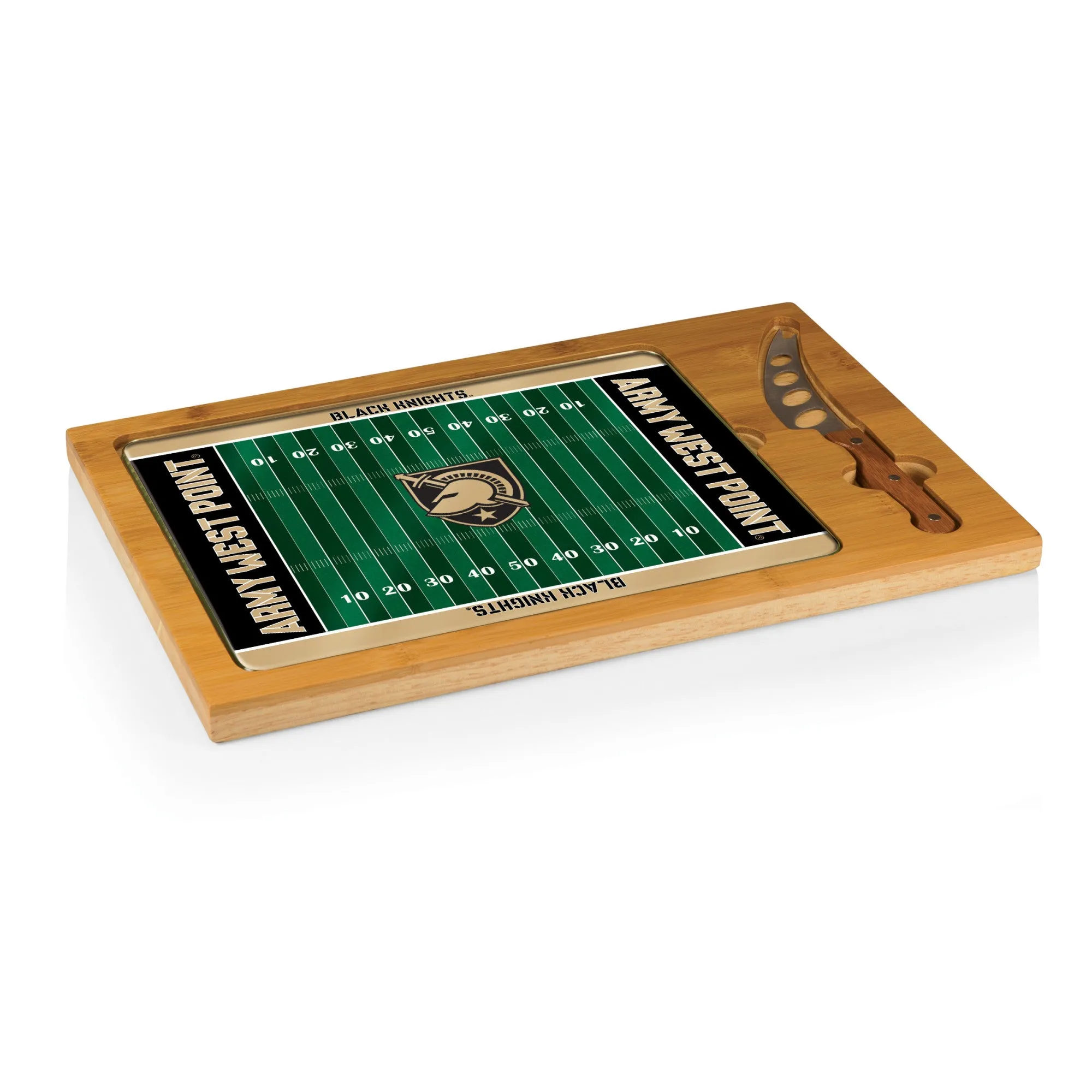 Army Black Knights Football Field - Icon Glass Top Cutting Board & Knife Set