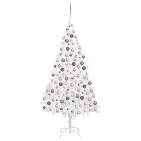 Artificial Pre-lit Christmas Tree with Ball Set White 210 cm PVC