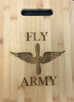 Bamboo Cutting Board with etched Prop and Wing