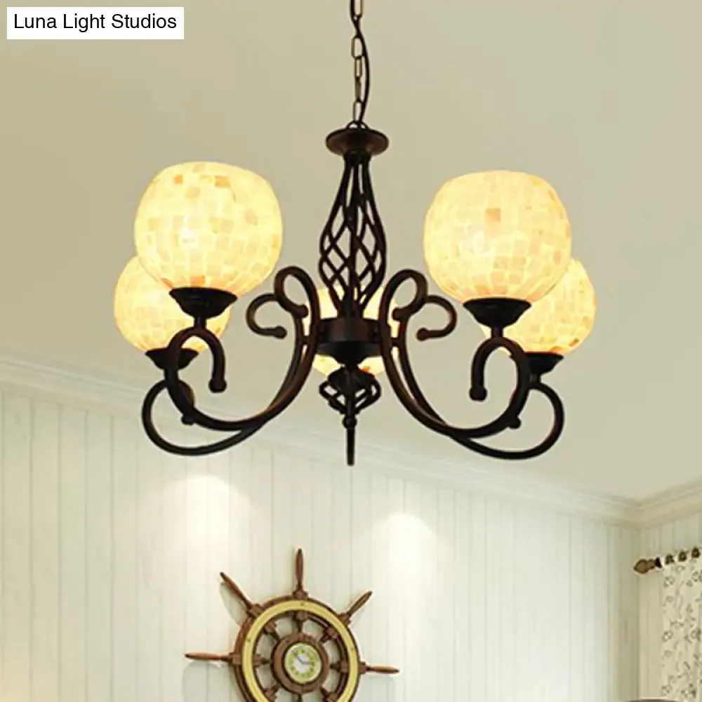 Baroque Shell Chandelier Light Fixture for Kitchen - White with 5/6/8 Lights