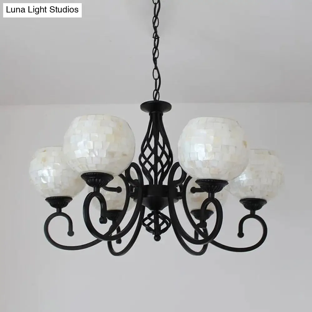 Baroque Shell Chandelier Light Fixture for Kitchen - White with 5/6/8 Lights