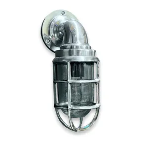 Beachamwell ~ Bulkhead Outdoor & Bathroom Sconce Wall Light Polished Silver | 10.5 Inch