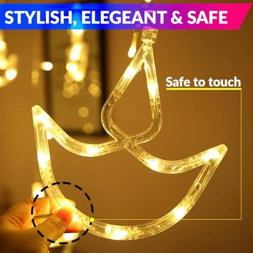 BELLOX Diya Led Lights for Diwali Home Decoration (2.5 mtr,138 LED,6 6 Diya), Corded Electric String Light Window Curtain Lights with 8 Flashing Modes Decoration for Diwali,Christmas,Home(Diya Light)