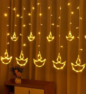 BELLOX Diya Led Lights for Diwali Home Decoration (2.5 mtr,138 LED,6 6 Diya), Corded Electric String Light Window Curtain Lights with 8 Flashing Modes Decoration for Diwali,Christmas,Home(Diya Light)