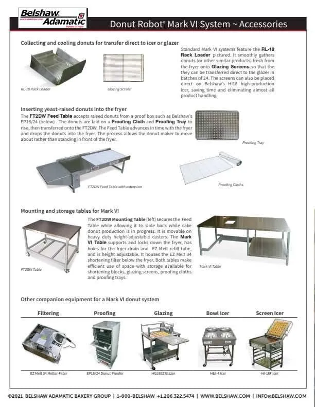 Belshaw Donut Robot Table Mark II, Mark V, and Mark VI Support Table