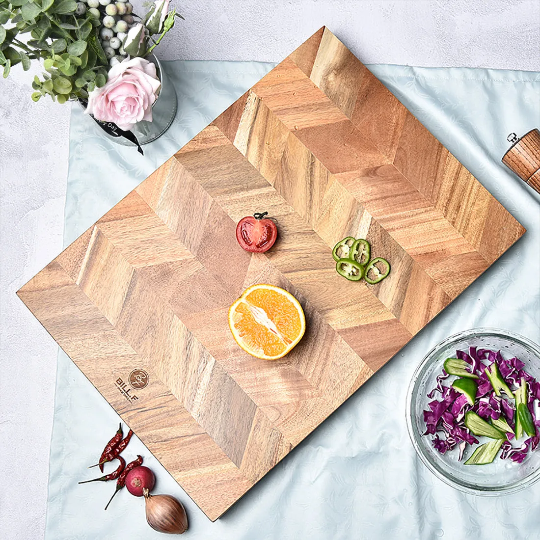 Bill.F® End Grain Wood Butcher Block Kitchen Chopping Board