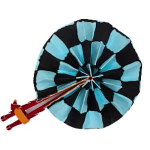 Black And Blue African Print Handmade Fan - FAN54