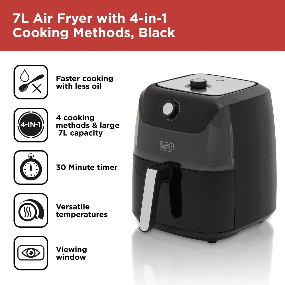 Black Decker Air Fryer Manual 7L  - Black