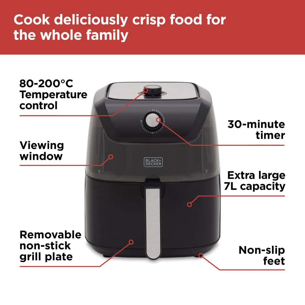 Black Decker Air Fryer Manual 7L  - Black