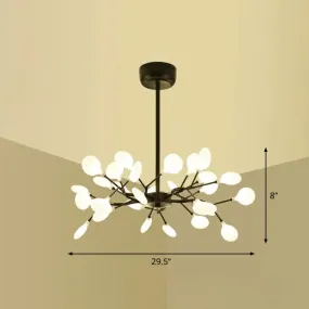 Black Metal LED Chandelier: Minimalistic Fireflies Ceiling Hang Light for Living Room