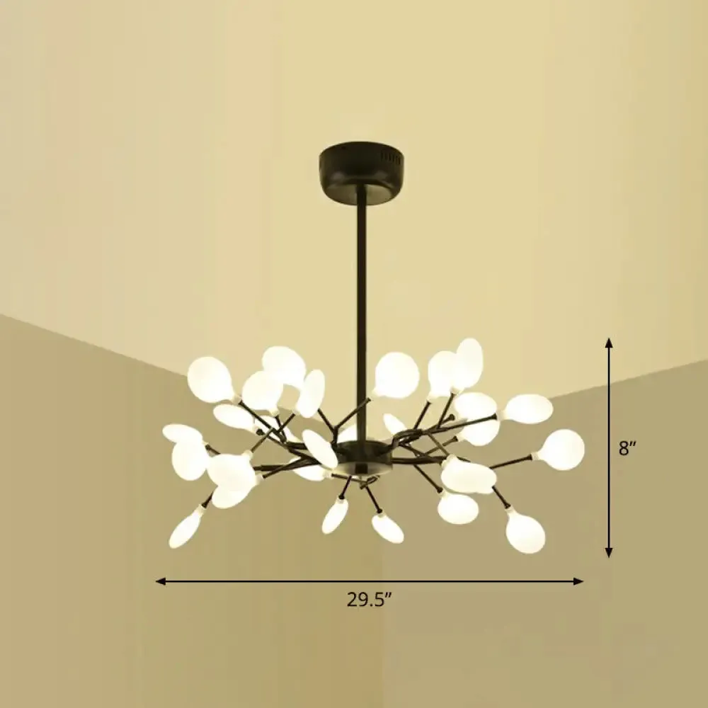 Black Metal LED Chandelier: Minimalistic Fireflies Ceiling Hang Light for Living Room