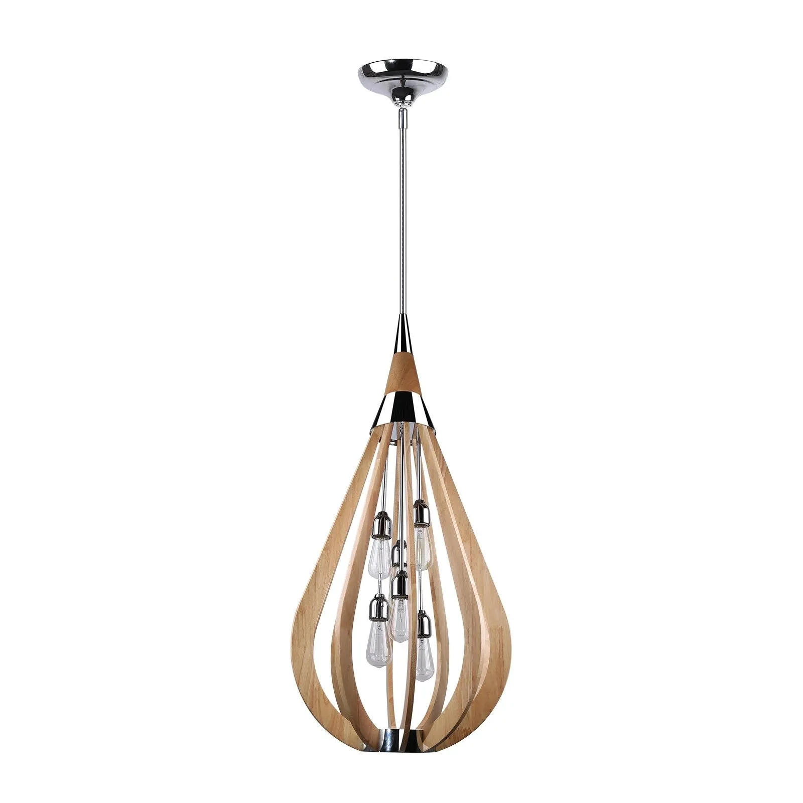 BONITO 6-Light Timber Round Nature Wood E27 Chandelier - Chandeliers Australia