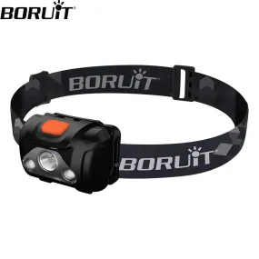 BORUiT XPE 2835 LED Mini Headlamp 4-Mode ABS Headlight IPX4 Waterproof Head Torch by AAA Battery Fshing Hunting Lantern