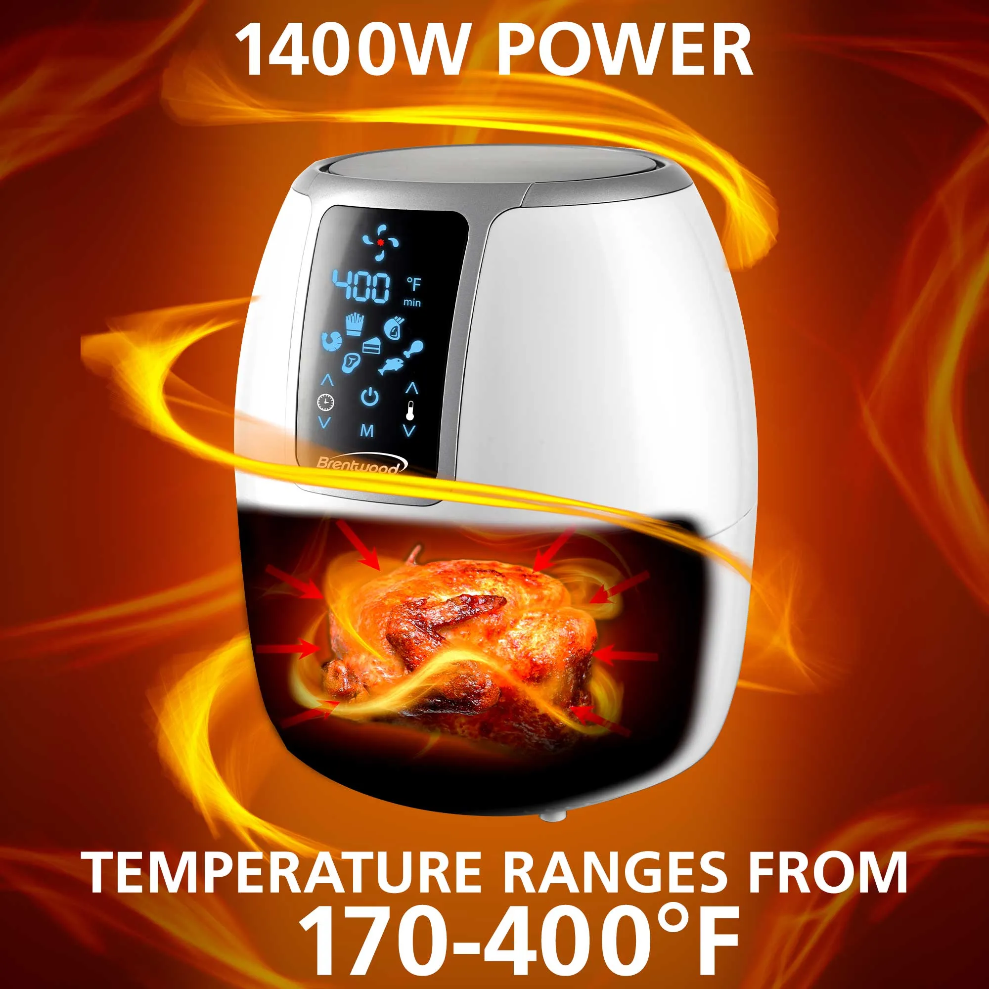 Brentwood AF-400DW 4-Quart Electric Digital Air Fryer, Timer & Temp. Control