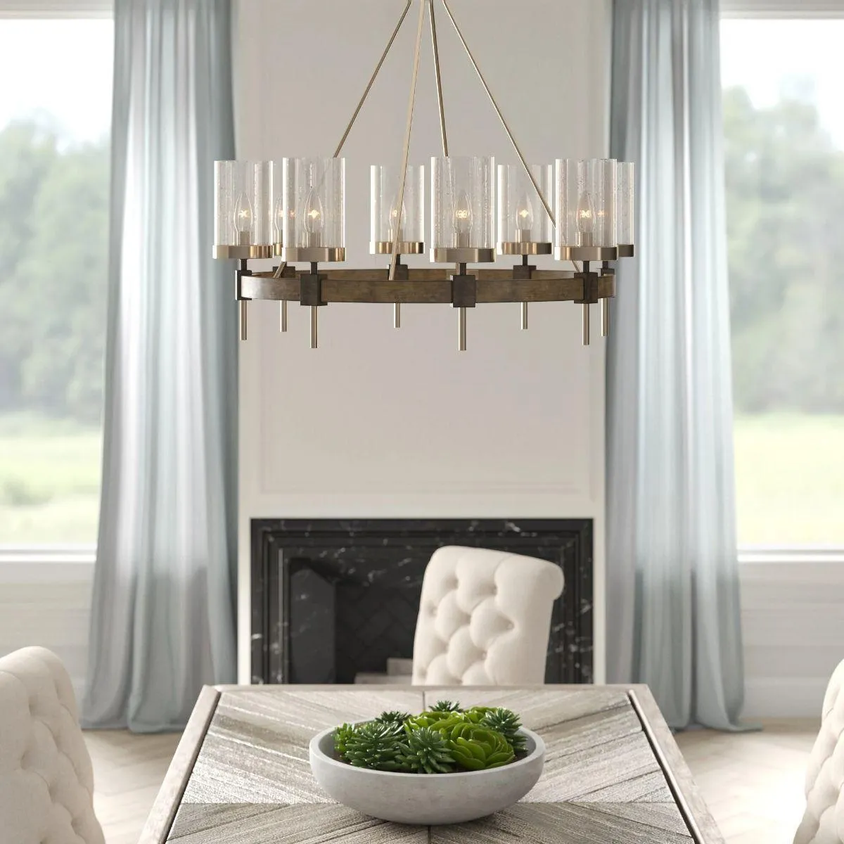 Bridlewood 32 in. 8 Lights Chandelier Brushed Nickel finish