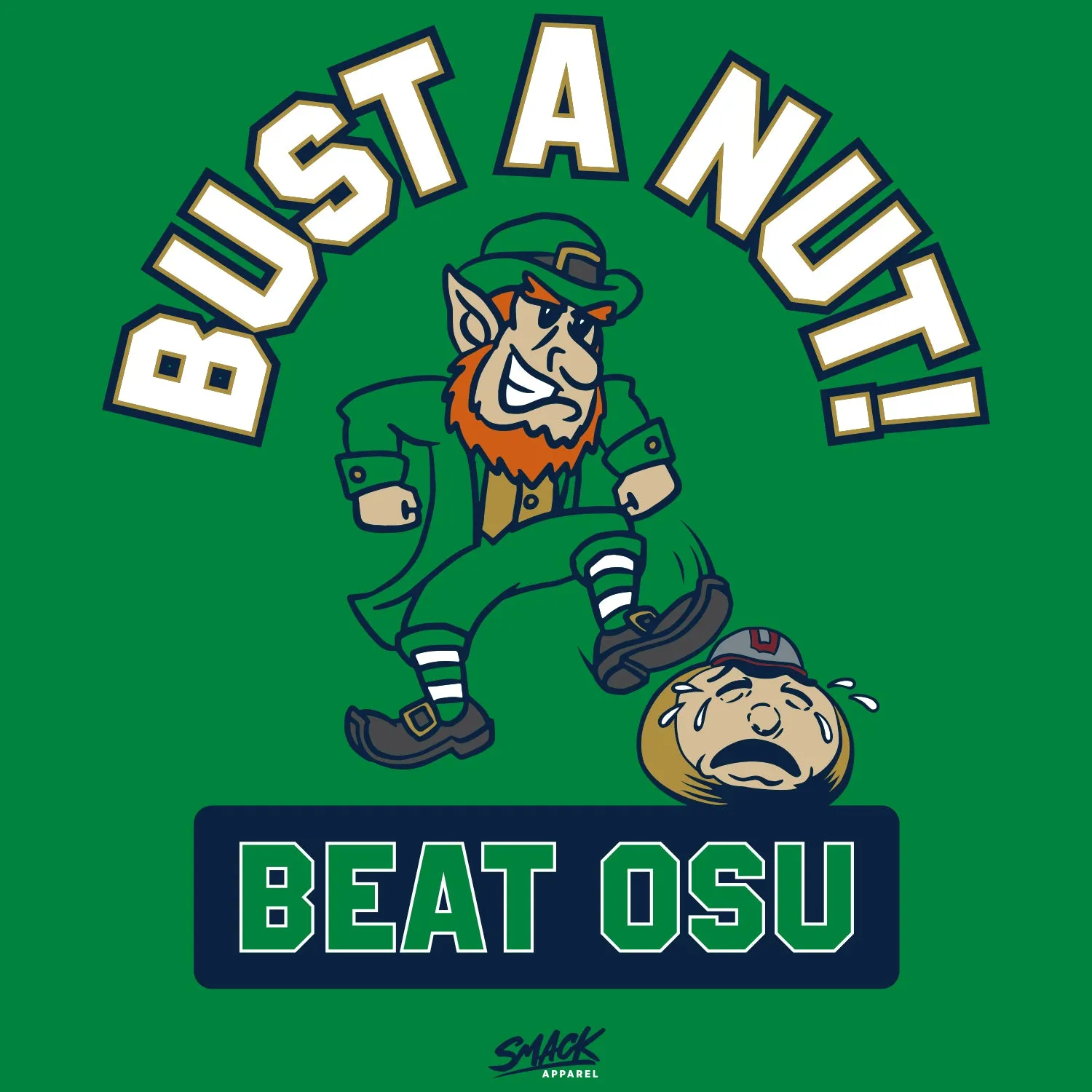 Bust a Nut! Beat OSU T-Shirt for Notre Dame College Fans (SHIPPING NOTE IN DESCRIPTION)