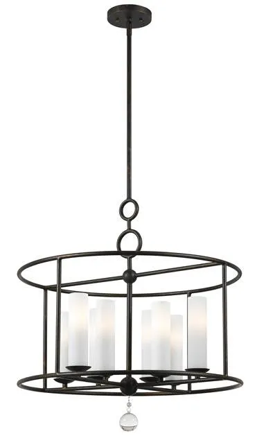 CAMERON 8 LIGHT WROUGHT IRON CHANDELIER, ENGLISH BRONZE