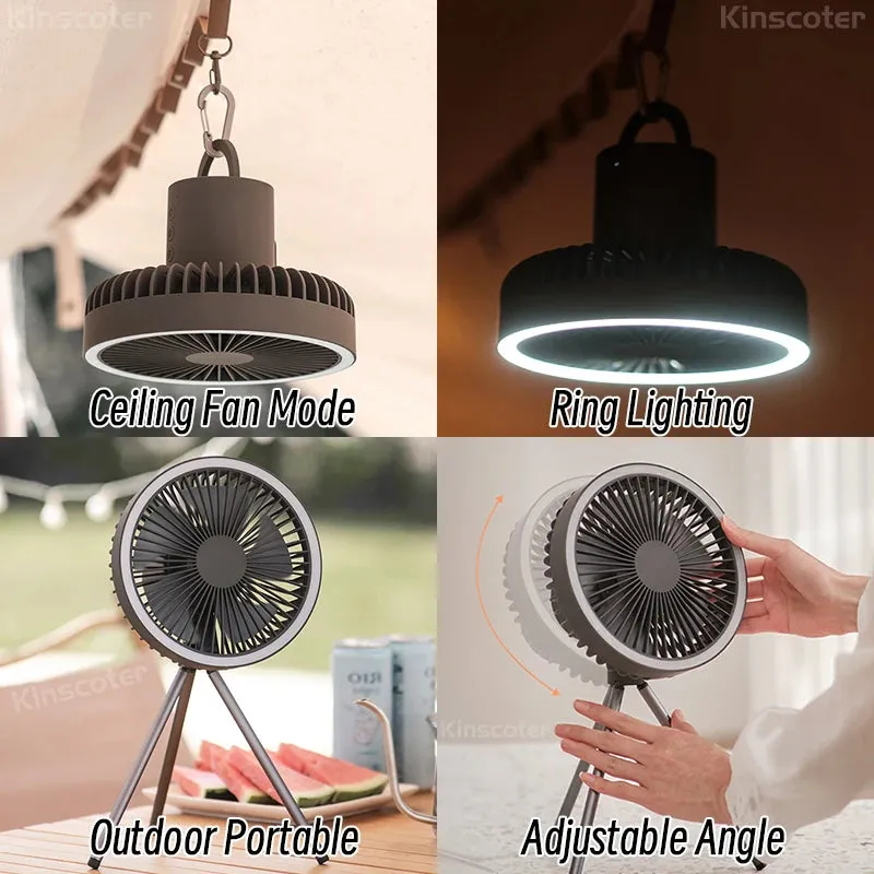 Camping Fan with Light - Best Rechargeable Fan for Camping, 10000mAh 3-in-1 Tent Fan, Light   Powerbank