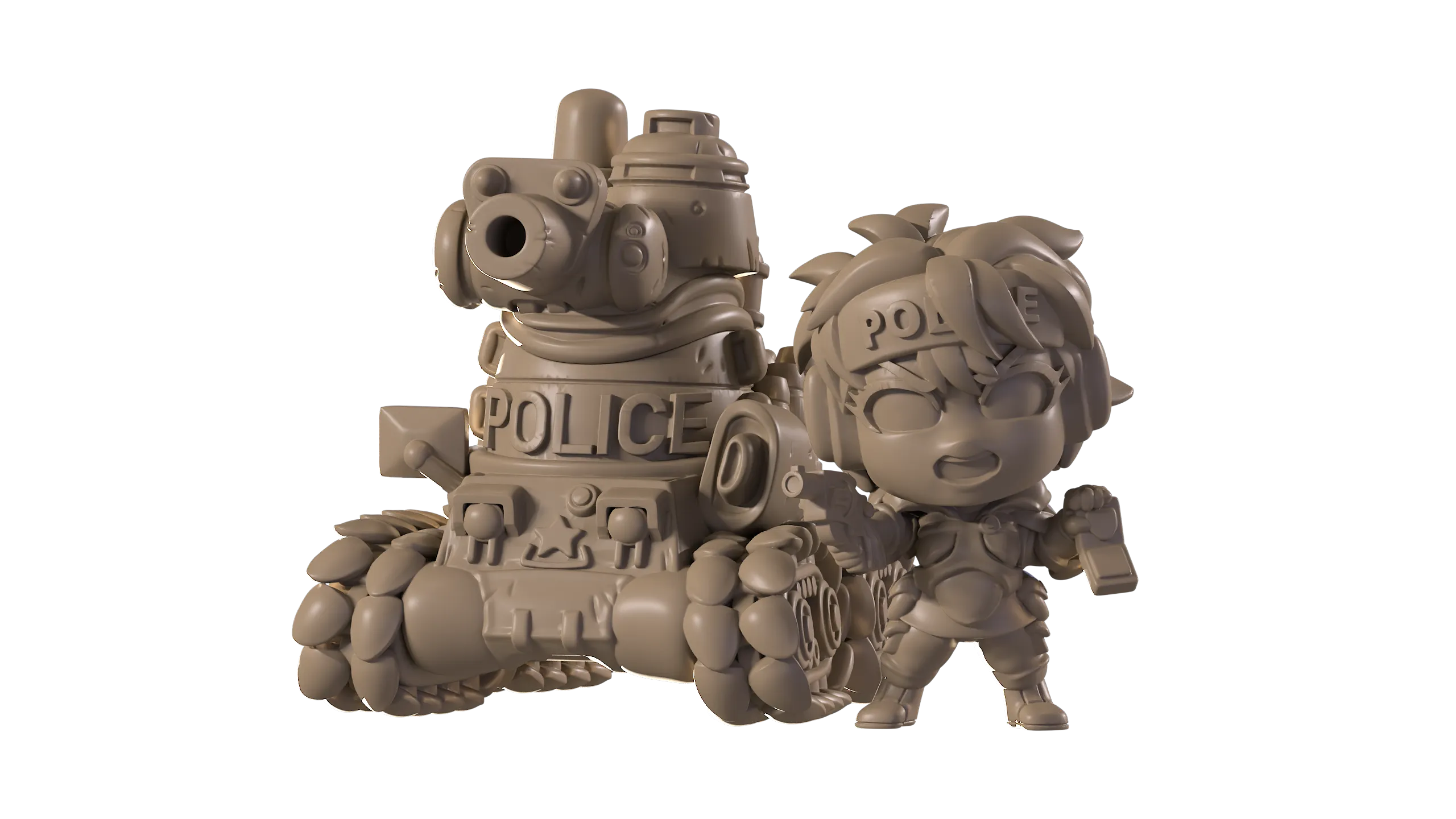 Capsule Chibi - Leona and Bonaparte - Police Officer and Tank