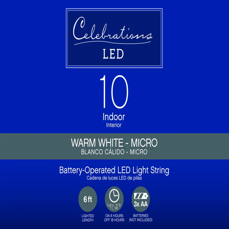 Celebrations LED Micro/5mm White String Christmas Lights