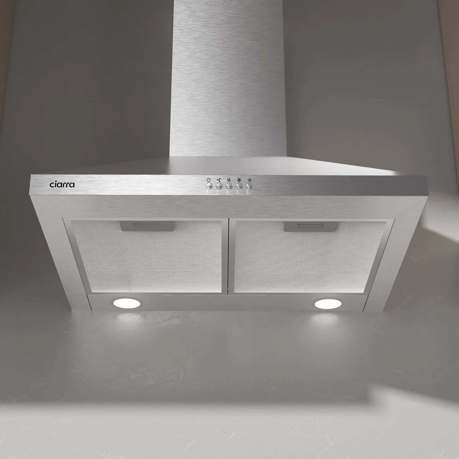 CIARRA 24 Inch Wall Mount Range Hood With 3-Speed Extraction CAS60206P-OW